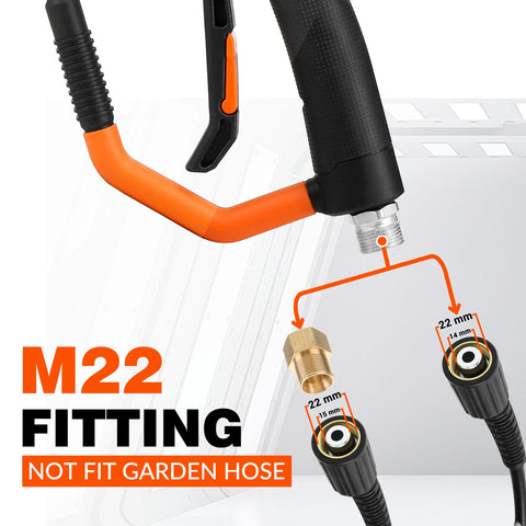 Dual Tip Foam Cannon For Pressure Washer Gun With Quick Connect One Quarter Inch Stainless Steel Car Wash Foam Blaster Attachment Switchable Foam And Water Flow Leak Proof Seal 4000 PSI M22 fitting details