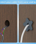 Four Pack Five Eighth Inch Wall Grommets For Starlink Mini Cable And Mounting Accessories installed in wooden furniture