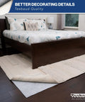 Bedroom with bed on area rug over Non Slip Rug Pad 4 By 6 Foot Reversible Gripper For Hardwood Vinyl Tile And Laminate Floors