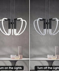 Dope Modern LED Pendant Chandelier With Remote Control Dimmable Hanging Light Fixture For Kitchen And Living Space Adjustable Ceiling Light Contemporary Style lit and unlit views