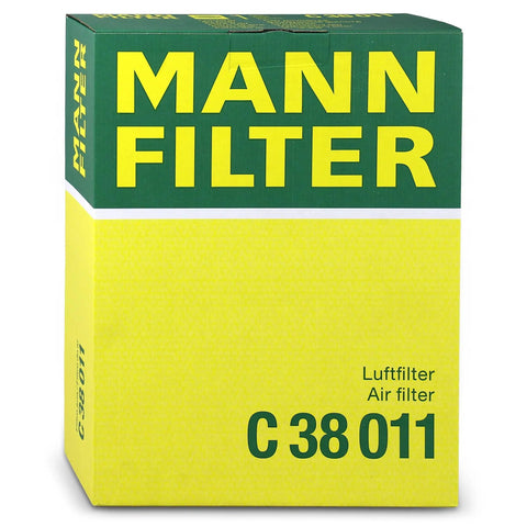 Box of Mann Filter C 38 011 Engine Air Filter Replacement Compatible With Audi Q7 2017-2024 High Dirt Separation Efficiency