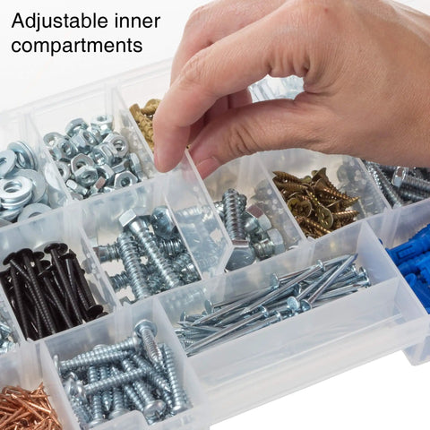 Open drawer of Portable Tool Box With Removable Drawers And Customizable Compartments For Hardware Tackle Beads And Crafts A Handy Grab And Go Organizer For Home Shop And Field Light Blue