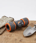 Totally Awesome Toddmomy Garden Hose Quick Connectors For 3/4 Inch Pipe, Effortless Male And Female Fitting No More Threading Hassle While Washing The Car Or Watering Plants In Style Today gray PVC quick connector on wooden table with gloves and trowel