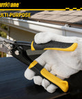 Hurricane Snap-Lock punch tool with yellow/black grip for gutter end-cap crimping.