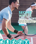 Man playing tennis wearing Ultra Thin Wrist Wraps For TFCC Tears And Carpal Tunnel Adjustable Compression Support