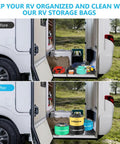 Color Coded RV Storage Bags Set Of 4 Waterproof Hose And Accessory Organizer Pouches Before and After in RV