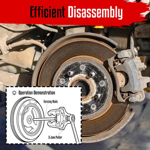 Heavy Duty Harmonic Balancer Puller Set With 3 Jaw Puller Push Bolt And Forcing Rods For Automotive Repair, operation demonstration