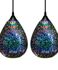 Modern 3D Pendant Lights For Kitchen Island Set Of 2 Dope Colorful Glass Pendants With Clear Globe Shades Farmhouse Style 7.8 Inch