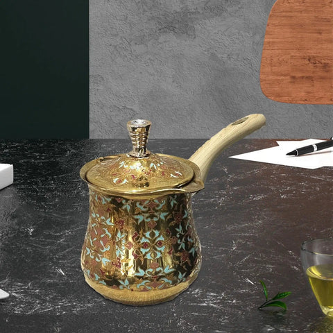 Versatile Milk Warmer And Coffee Pot With Long Handle Teapot Kettle 720ml Rust Resistant Multipurpose Workhorse Pot on countertop