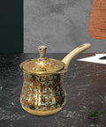 Turkish Coffee Pot And Chocolate Melter With Milk Frother Stainless Steel Universal Kettle Comfortable Grip 550ml Style A