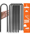 Beefed Up U Shape Ground Stakes 8 Pack Galvanized Steel Anchors For High Winds And Anti Flip Security Perfect For Trampolines Soccer Goals Swing Sets Fences And Playsets
