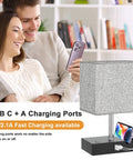 Touch Lamp With USB C And USB A Ports, 3 Level Brightness, 3 Way Dimmable Bedside Table Lamp With 2 Phone Slots and Bulb