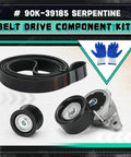 Top-Quality Serpentine Belt Tensioner Idler Pulley Drive Kit for 2007-2018 V8 4.6L and 5.7L Engines in Tough Trucks and Rugged Suvs Replaces 90K-39185 39185 36370 8PK2415 with Easy Diy Setup for Kickass Performance and Rock-Solid Reliability on the Road. view of components