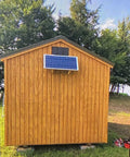 50 Watt Solar Exhaust Fan For Attics, Garages, Greenhouses, Barns And Sheds With Waterproof Build, No Fuss Install on wooden shed