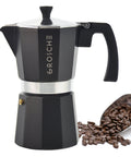Bold Black Nine Cup Stovetop Espresso Maker Moka Pot For Rich Manual Coffee Brewing Stove Top Percolator Machine with coffee beans