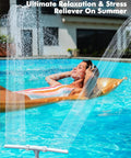 Dual Spray Pool Fountain For Above Ground And Inground Pools, 2 In 1 Adjustable Waterfall Sprinkler relaxing pool scene