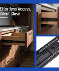 Kitchen drawer with Telescopic Drawer Slides With Ball Bearing Full Extension Side Mount, showcasing smooth pull and installation detail.