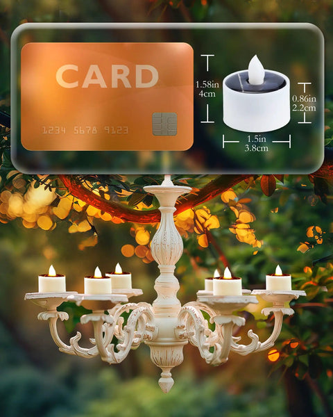 8 Pack Solar Tea Lights Outdoor Waterproof Rechargeable Dusk To Dawn Flameless Flickering LED Votive Candles on chandelier