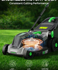 40V Cordless Lawn Mower With 16 Inch Deck And 4.0Ah Battery, Brushless Motor, Intelligent Cutting System Adapting To Dense Grass, Easy Push, Low Noise Green Finish.