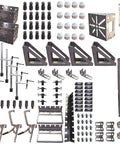 Pro Grade Advanced Welding Table Fixture Kit With 147 Pieces Including Stops Extensions Clamps And Risers laid out on display