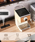 Mini Fridge Cabinet With Storage And Power Outlet Coffee Bar Cabinet With Space For A Mini Fridge And Microwave Shelf Liquor And Wine Bar Storage Go To Beverage Station For Kitchen Dorm Or Living Room with espresso machine and power outlets visible on the countertop.