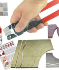 Person using Hand Held Ceramic Tile Cutter With Replaceable Carbide Wheel For Curves And Straight Lines Cuts Around Toilets And Fixtures Oil Lubricated Wheel Includes Step By Step Instructions And Online Videos Made In UK with tile examples and oil