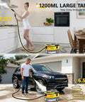 Portable Handheld Steam Cleaner With Six Adjustable Pressure Levels And Fifteen Utility Tips Blasts Out High Heat To Straight-Up Banish Kitchen Grease Tile Scum And Vehicle Exterior Filth Without Toxic Sprays For Quick Daily Scrubdowns in use for kitchen and car cleaning.