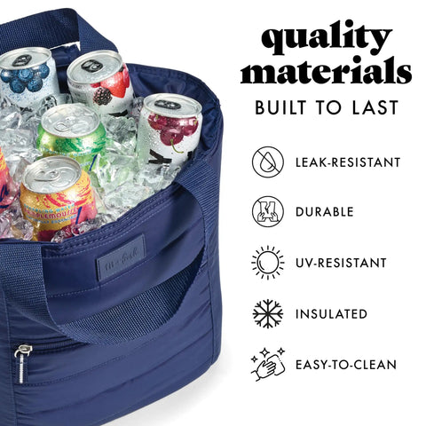 Insulated Leakproof Cooler Backpack For Women Soft 12 Can Lunch Tote Lightweight Beach Picnic Bag Travel Ready Navy with drinks