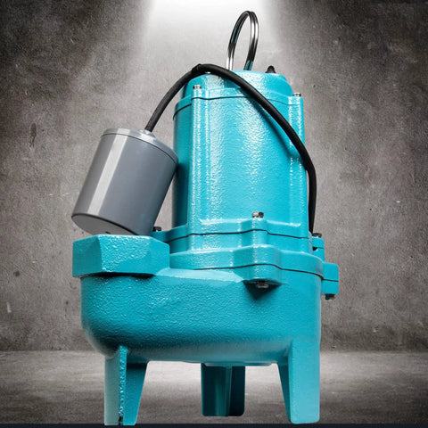 Heavy Duty Submersible Sewage Pump With 6000 GPH Handles Up To 2 Inch Solids Epoxy Coated Cast Iron Housing Piggyback Tethered Float Switch