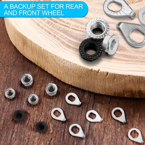 24 Piece Bicycle Nuts And Washers Kit With M8 M9.5 And M10 Sizes For Front And Rear Wheel Axles, Includes Washer Set, Upgraded Backup Pack
