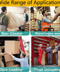 Heavy Duty Electric Stair Climbing Hand Truck Dolly With Foldable Toe Plate And Non Slip Rubber Tires For Effortless Moving Of Heavy Furniture And Warehouse Logistics Up And Down Stairs used for stair climbing and warehouse logistics.