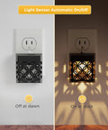 Dusk To Dawn LED Night Light With Dimmable Vintage Glow Soft White 3000K Black Frame showing on at dusk and off at dawn