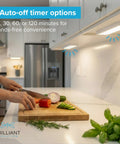 Wireless LED Under Cabinet Lights With 2 Remotes, 6 Pack Battery Operated Stick On Push Lights illuminating kitchen countertop