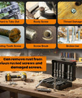 Go To 13 Piece Damaged Screw Extractor Kit for removing rusted and stripped screws and bolts with double head extractors and bits