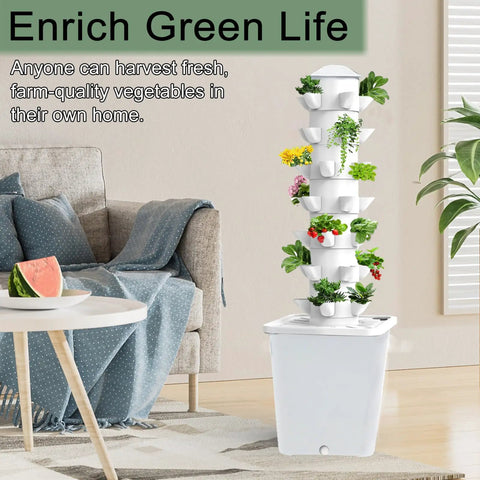Hydroponics Tower Indoor Growing System Vertical Garden Planter Dope Indoor Smart Garden Kit With Pump And Movable Water Tank