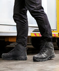 All Black Steel Toe Waterproof Work Boots For Men With Rugged Construction Durable Toe Cap ASTM 2413 18 Safety Rating
