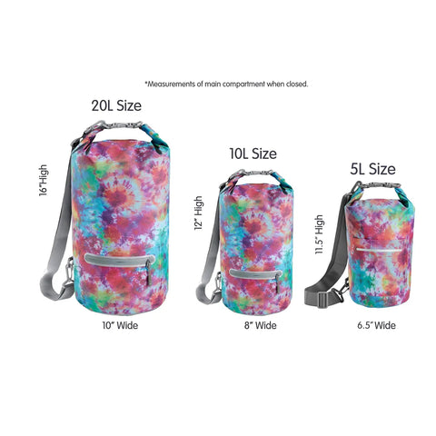 DrySak Roll Top Waterproof Bag 5L Tie Dye for Travel and Outdoors Tough as Nails Ultra Durable Puncture Resistant Gear Protection