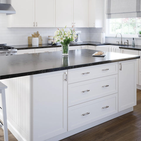Modern kitchen with Brushed Nickel Cabinet Handles 10 Pack 3 Inch Center To Center Drawer Pulls for cabinets and drawers