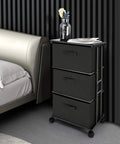 Three Drawer Fabric Dresser Tower With Sturdy Metal Frame For Bedroom And Closet Storage Black Vertical Organizer Unit For Home