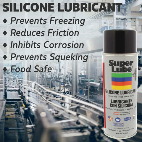 Silicone Lubricant Spray General Purpose For Automotive And Household Use Food Grade NSF Rated Corrosion Inhibitor Moisture Resistant Rubber Safe Clear Aerosol 11 Oz can in factory setting