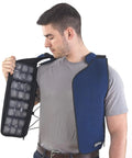 Man wearing Personal Series Ice Vest For Hot Weather Cooling, Lightweight Three Point Nine Pound Vest With Zipper Closure