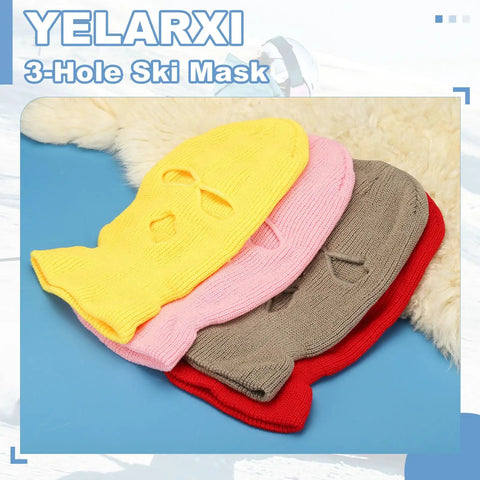 Colorful stacked Three Hole Full Face Ski Mask Balaclava For Winter Sports, Soft Knit Polyester Face Cover That Keeps You Toasty And Lets You Breathe Easy