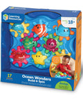 Ocean Wonders Build And Spin Gears Toy Set packaging with colorful gears and sea creatures, 17 pieces for kids 18 months and up