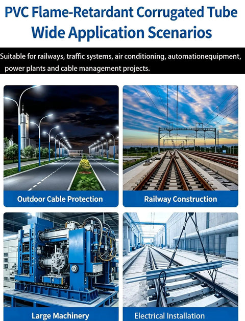 Top Shelf Heavy Duty Pvc Corrugated Industrial Electrical Conduit Flexible Wire Cable Protector Tube With Flame Retardant Coating in outdoor and industrial settings.