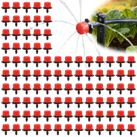 Image of Eight Hole Adjustable Drip Irrigation Emitters With Anti Clogging Flow Control For Micro Drip Irrigation Systems Red Color 360 Degree Sprinklers For Your Garden Tubing Easy Flow Adjustment For Lawn And Plants