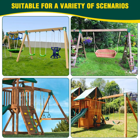 Green Swing Set Brackets Kit With Two A Frame Brackets And One Middle Bracket Heavy Duty Mounting Hardware Included Durable Powder Coated Steel For Porch Yard And Playground