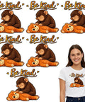Cute Babys Monkey Punchs Team DTF Transfers for DIY T Shirts and Apparel, Be Kind design, 7x7 inches vinyl decals.