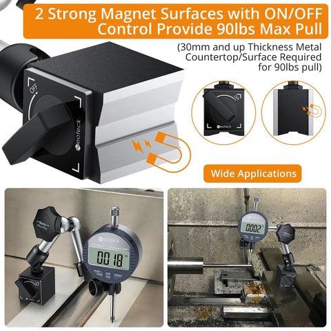 Digital Dial Indicator Set With Magnetic Base 1 Inch Travel 0.0005 To 0.01 Inch Resolution for CNC Machines and Lathes