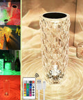 Rose Crystal Table Lamp With 16 Colors RGB Lights, Touch And Remote Control, USB Rechargeable 2000mAh Battery