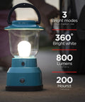 LED Camping Lantern With USB Charging, 800 Lumens Of Bright Light, Battery Powered And 200 Hour Run Time beside car tire